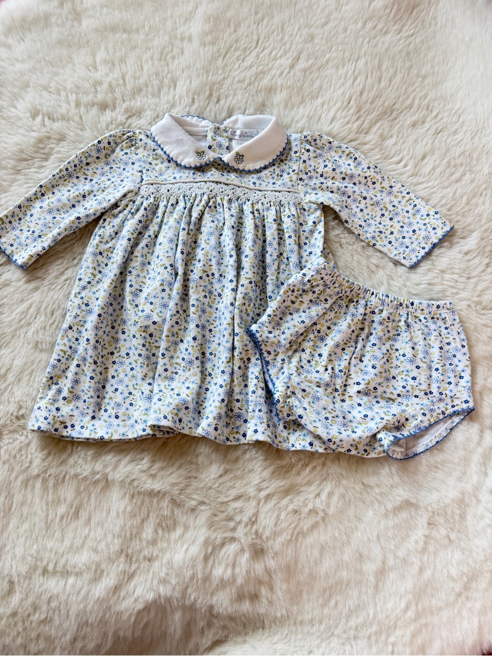 Kissy Kissy Blue and White Floral Dress with Matching Bloomers